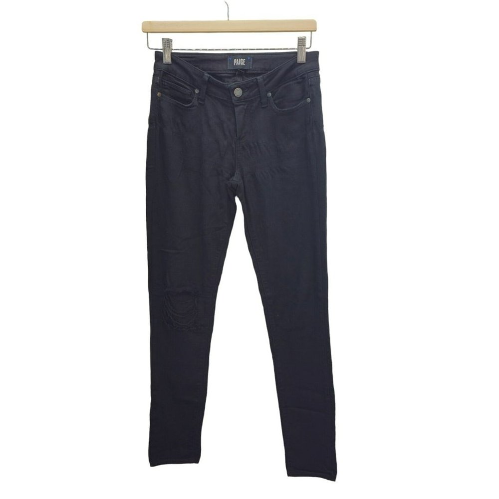 Paige Verdugo Ultra Skinny Jeans 26 Black Stretch Distressed Destroyed 29 Inseam